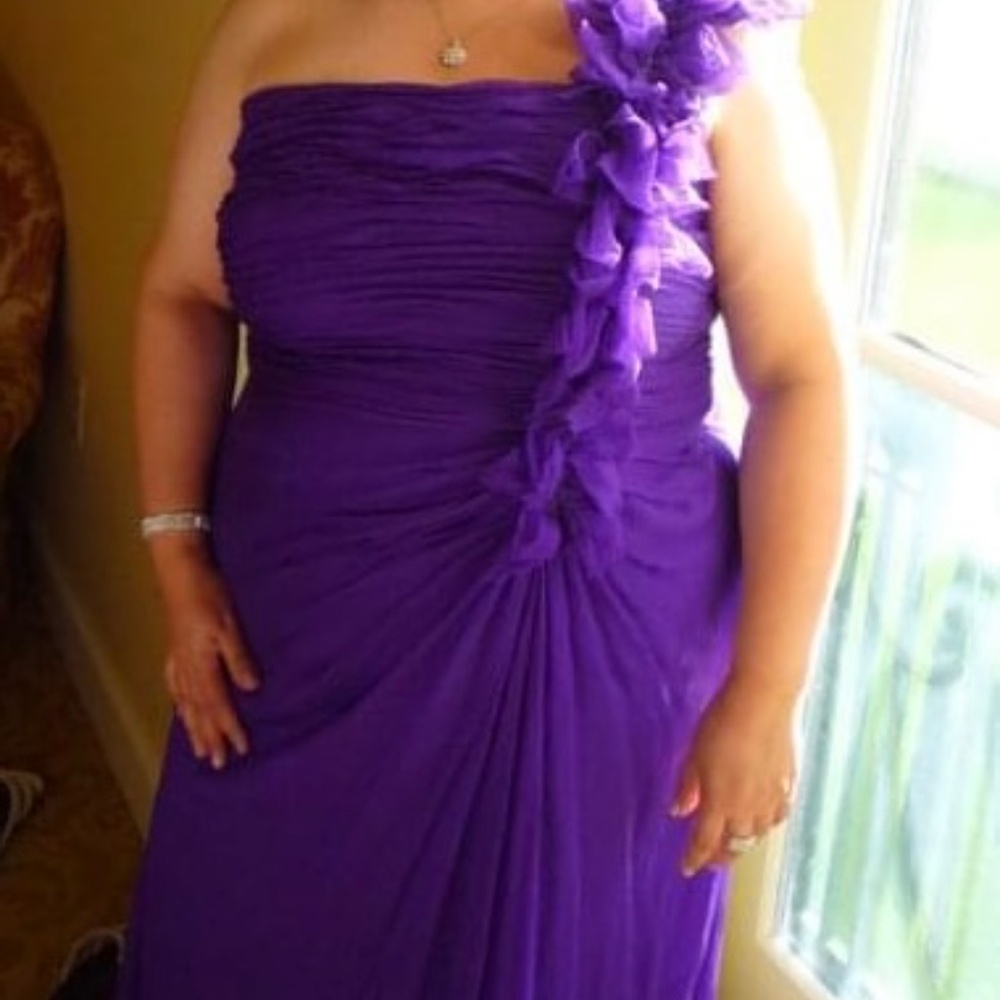 Tadashi Shoji Chiffon Evening Gown Violet w/Shoulder Strap Size 18 -  STUNNING
